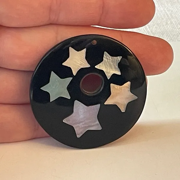 Black Star Pendant with Multicolor Inlays new age witchy 00s y2k necklace gift - Image 3