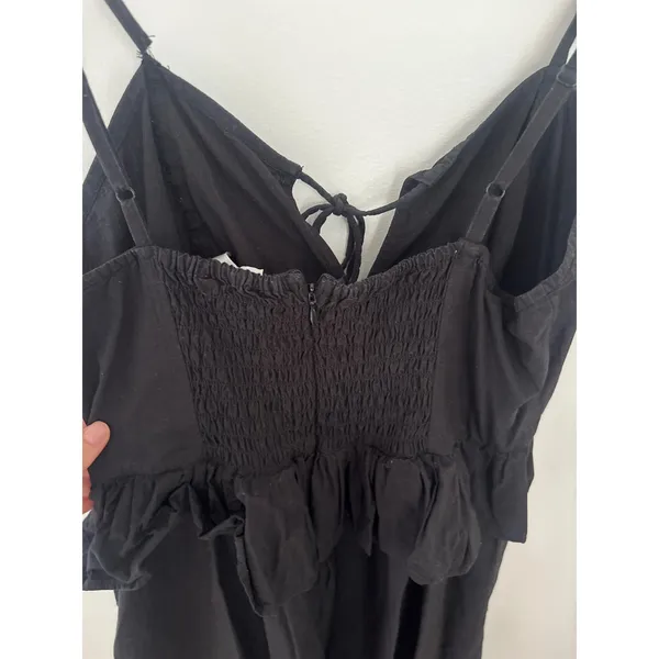 Caroline Constas Black‎ Cotton Eyelet Peplum Maxi Dress Small Smocked Back 53in - Image 5