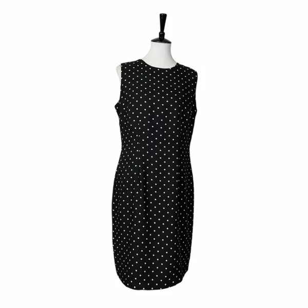 SAG Harbour Y2K Black Polka Dot Sleeveless Sheath Dress Knee Length Size 14 - Image 2