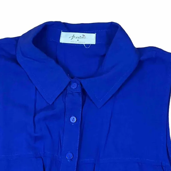 Freebird Shirt Dress Women Medium Royal Blue Sleeveless Utility Drawstring Waist - Image 2