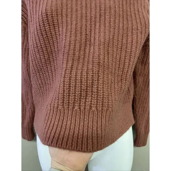 Wilfred Free Aritzia Cable Knit Crew Neck Wool Long Sleeve Sweater Mauve EUC - Image 5
