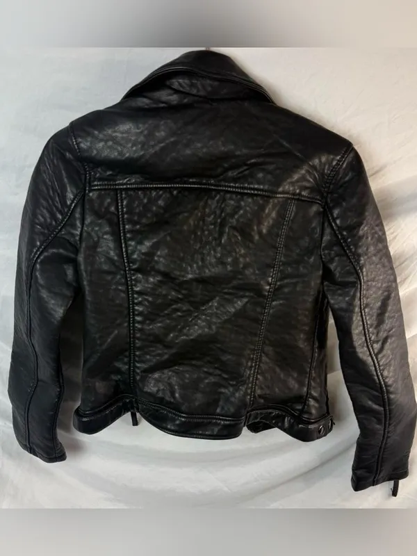 Topshop Black Faux Leather Moto Biker Jacket Y2K Indie Sleaze US 4 - Image 6