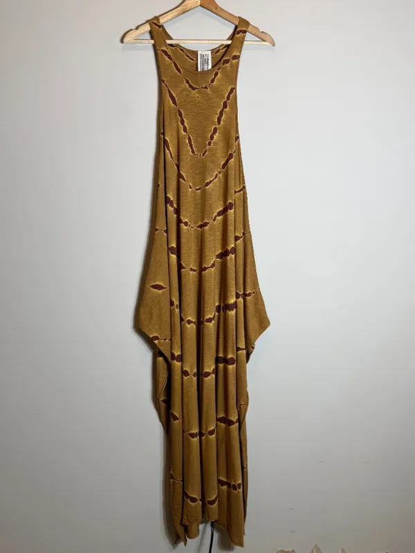 Free People Tie Dye Maxi Dress Women's Small Tan Brown Hippie Festival Boho Chic - Image 5