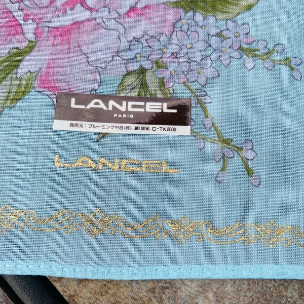 Lancel Paris Feminine Floral Cotton Scarf Pocket Square Handkerchief New - Image 4