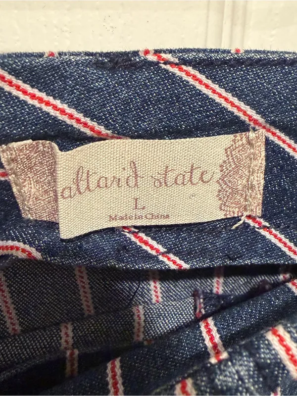 Alter’d State Navy Pink Pinstripe Mini Skirt Women’s Large Preppy Cottagecore - Image 2