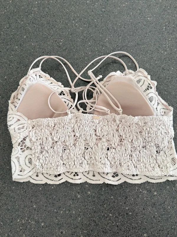 PINK Victoria's Secret Lace Crisscross Bralette - Cream size M - Image 7