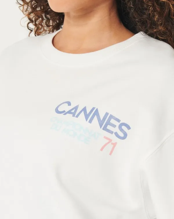 Hollister white sweatshirt with Cannes graphic Size M - Image 2
