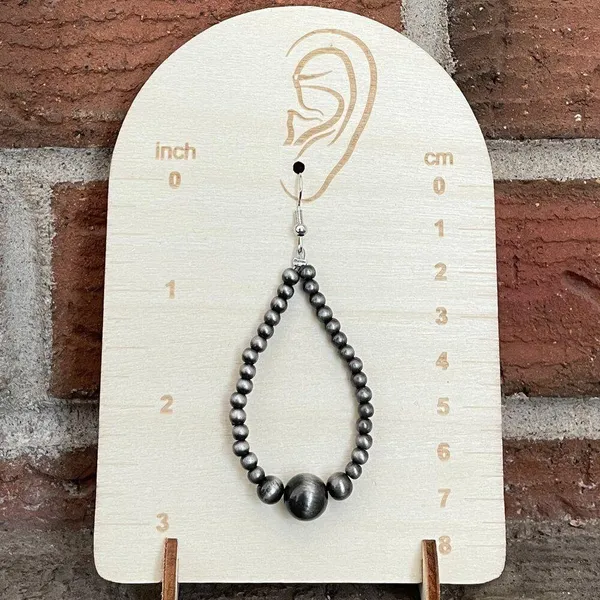 Navajo Style Pearl Teardrop Earrings - Image 2