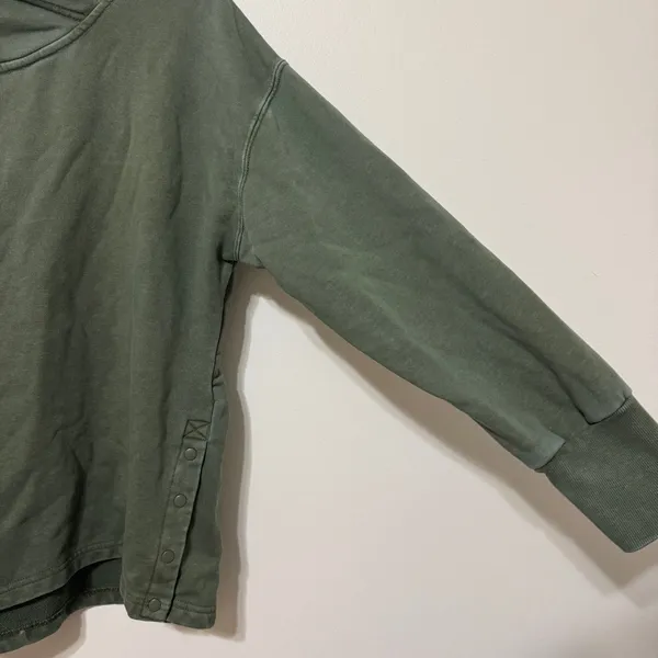 Anthropologie Daily Practice Green Hoodie Size Medium Pullover Twist-Collar - Image 6