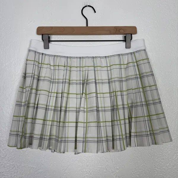 Lululemon High Rise Pleated Tennis Skirt Match Plaid Mini White Multi Size 12 - Image 3
