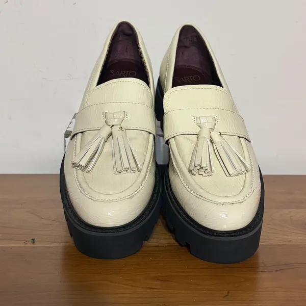 Sarto by Franco Sarto Balinna Cream Patent Tassel Lug Sole Platform Loafers 8.5M - Image 4