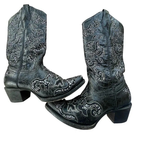 Corral Black Heeled Boots with Western Flair - Image 3