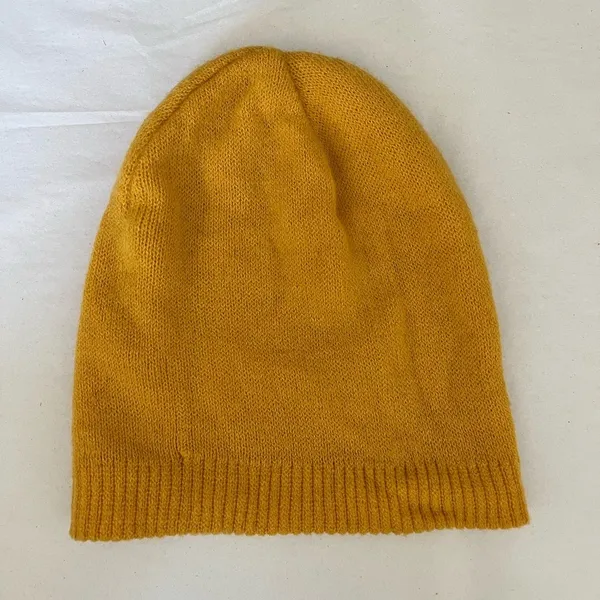 Mustard Yellow Knit Beanie gently worn - Image 2