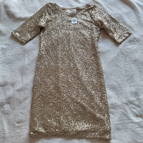 Abercrombie & Fitch Gold Sequin Bodycon Mini Dress Medium NWT - Image 9