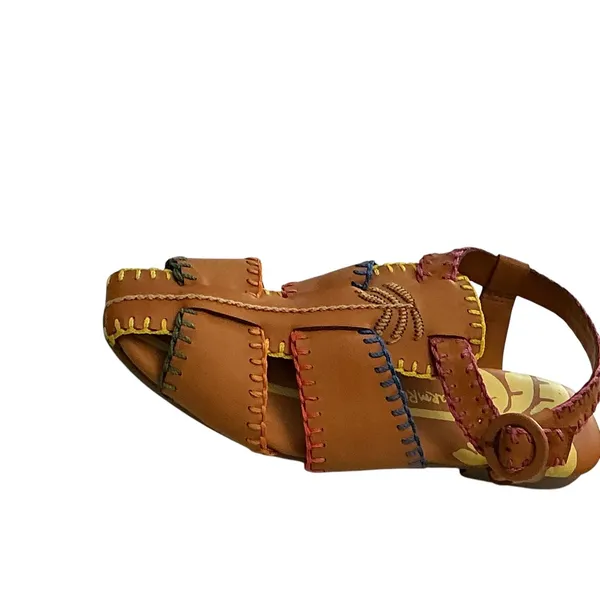 Farm Rio Womens Brown Leather Multi Color Whipstitch Fisherman Sandals 304658 - Image 12
