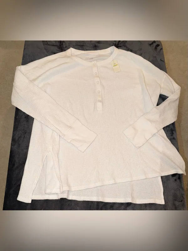 Aerie Offline Wow! Waffle Henley T-Shirt in White Size XS New with tags - Image 6