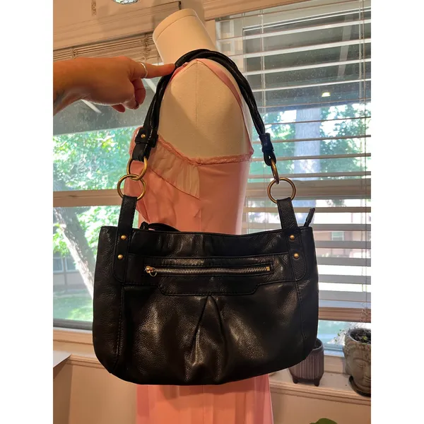 Audrey Brooke Black Genuine Soft Leather Medium Shoulder Bag - Image 3