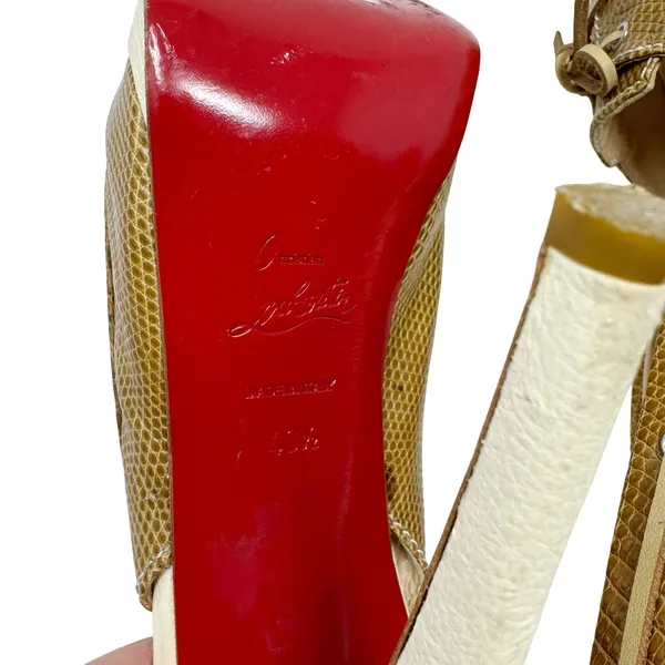 Christian Louboutin Lizard Embossed Slingback Heels Platform 40.5 - Image 10