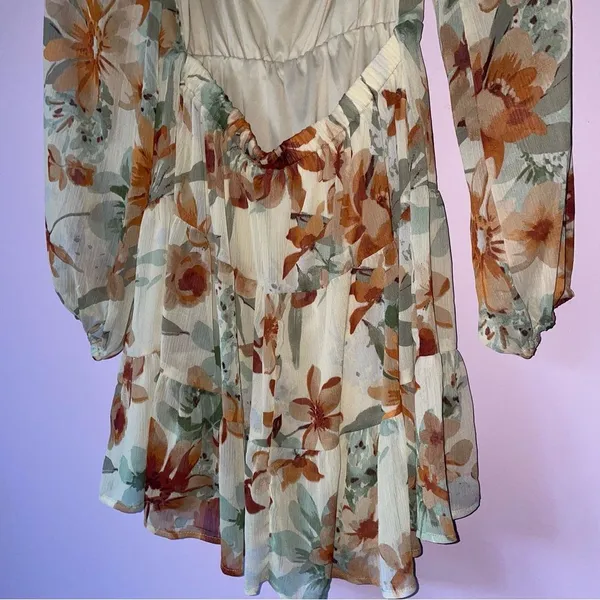 Lush Size Small Layla Mini Dress Babydoll Boho Floral Tiered Skirt Cottage - Image 11
