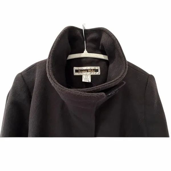 Kristen Blake Single Breasted Fine Australian Wool Button Pea Coat Brown S 6 - Image 14