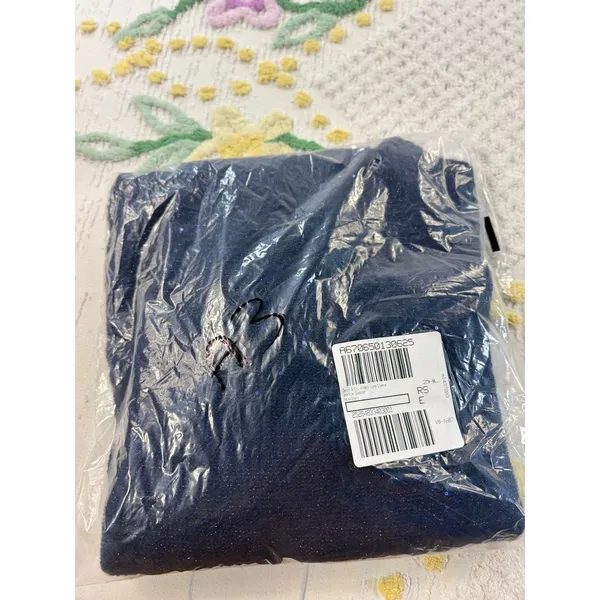Denim & Co Navy Blue Sequin Shimmer‎ V-Neck Knit Sweater Womens M NWT A670650 - Image 9