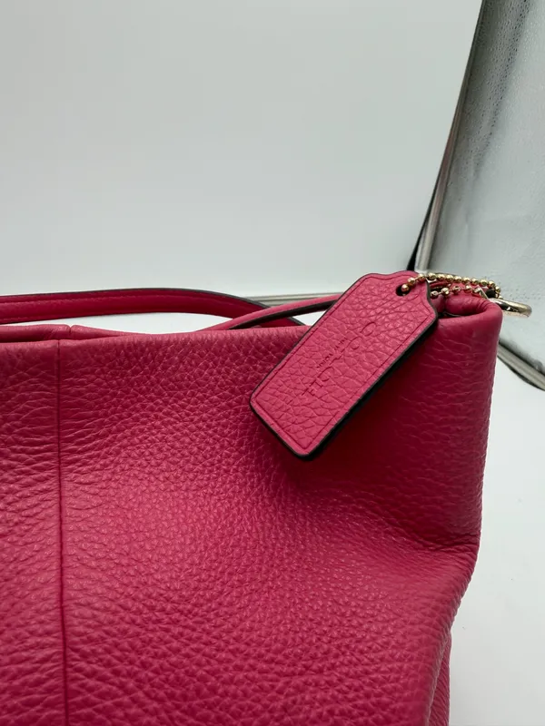 Coach F35723 Pink Pebbled Leather Shoulder Bag Hobo Gold Hardware - Image 3