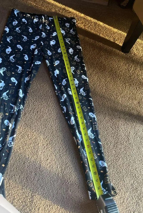 Serra black ghost Halloween velour pants L - Image 4