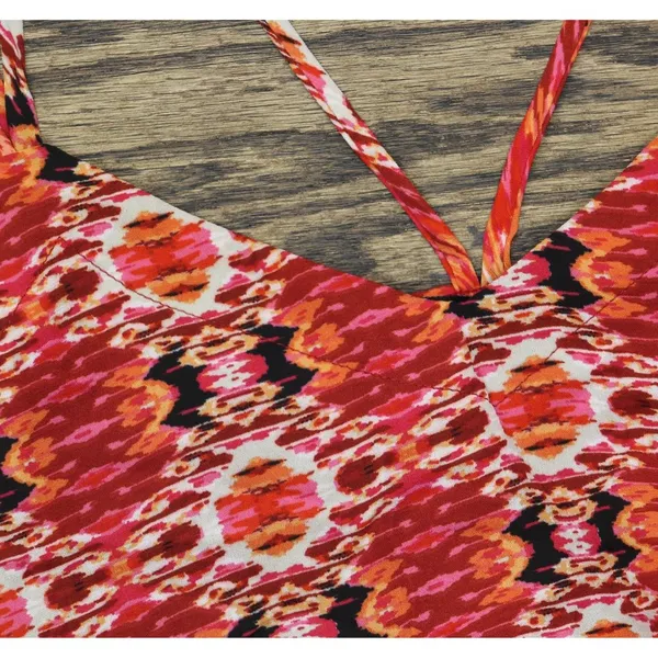 NWT Teeze Me Juniors Spaghetti Strap Tribal Bandeau Dress Fire Red Multi S - Image 8