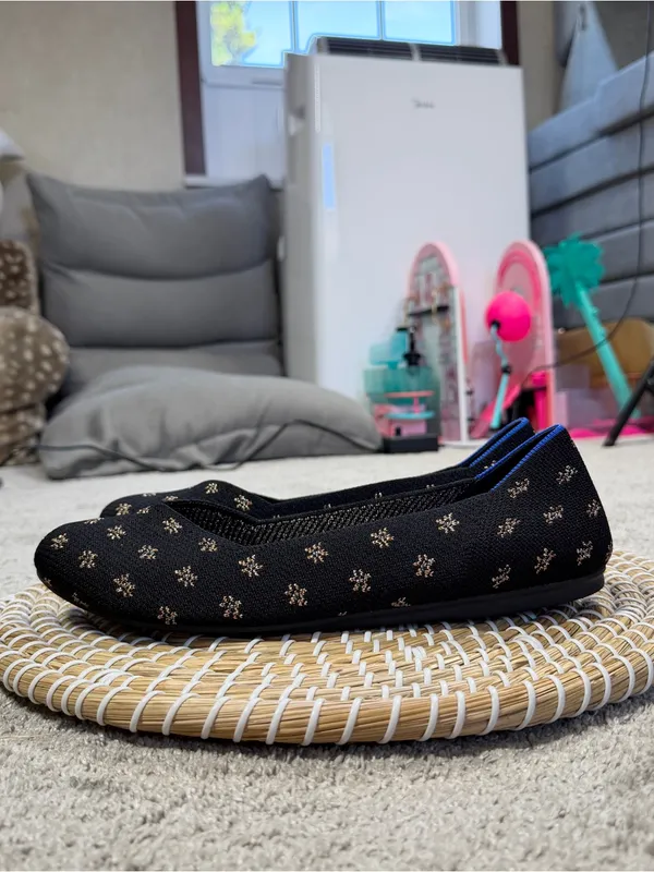 Rothy’s Women’s The Flat Shoes Comfort Knit in Black/metallic Daisy Sparkle 10.5 - Image 6
