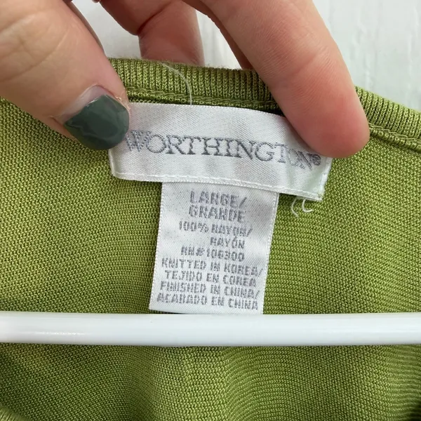 Vintage Worthington green soft knit rayon‎ wide sleeve cropped sweater large - Image 4