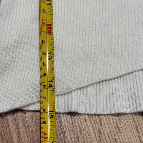 Garage White‎ Ribbed Mock Neck Cropped Sweater Long Sleeve Small P/S - Image 4