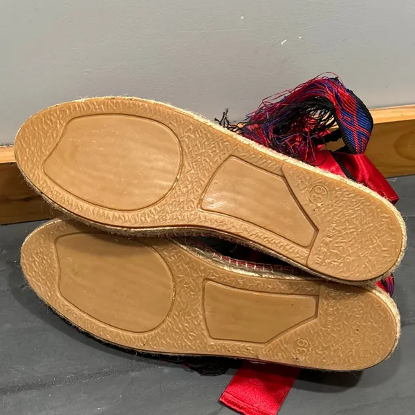 Free People Maya Red Leather Espadrille with Ribbon Ankle Ties - size 39, US 8.5 - Image 5