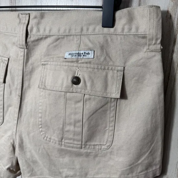 Abercrombie &‎ Fitch Vtg Y2K Khaki Cream Button Mini Micro Short Womens Size 8 - Image 4
