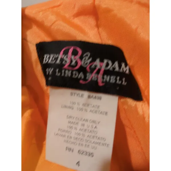 Betsy & Adam orange satin taffeta long bridesmaids evening dress 4 - Image 8
