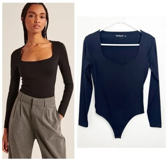 Abercrombie & Fitch Soft AF Black Long Sleeve Bodysuit Size Small - Image 2