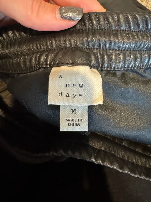 A New Day Faux Leather Joggers Black - Image 3