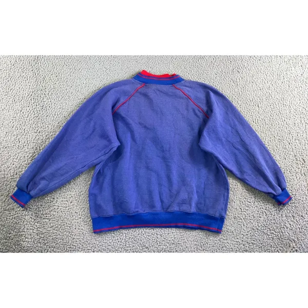 Vintage Nu Nu Sport Quarter Zip‎ Pullover Sweatshirt Teddy Bear Plaid Patch 90s - Image 3