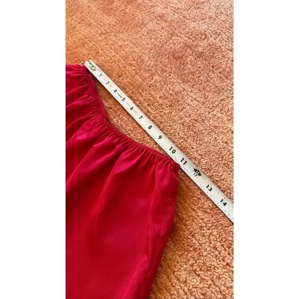 Red Satin Sleep Shorts Heart Embroidery Lingerie Size S - Image 4