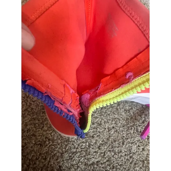 Aldo Neon Orange Sock Boots Peep Toe Stiletto Heel Gogo Retro Zip Womens 9/40 - Image 8