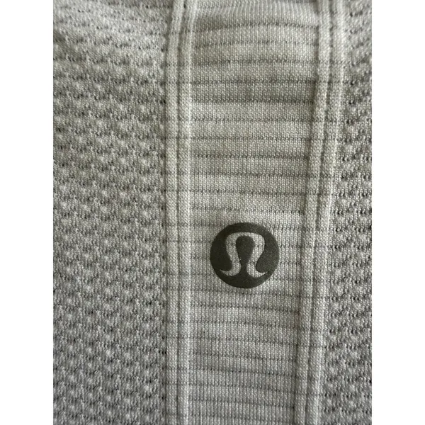 Lululemon Swiftly Tech Long Sleeve Crew Striped White Grey Women Size 6 - Image 4