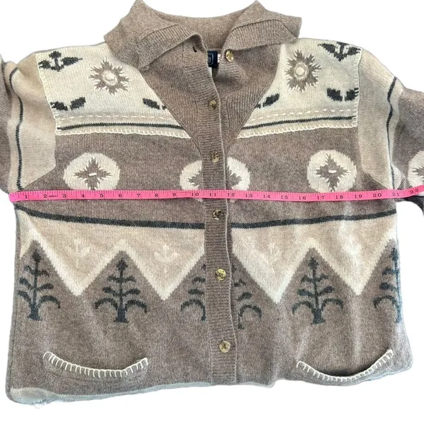 Vintage Bauhinia Lambswool Angora Southwestern Cardigan Sweater M - Image 6
