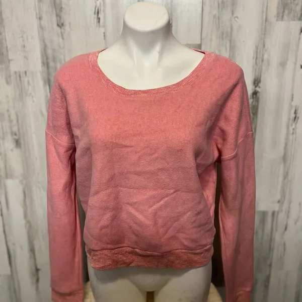 Live Love Dream Scoop Neck Sweatshirt Womens XL Coral Pink Cropped Fleece - Image 5