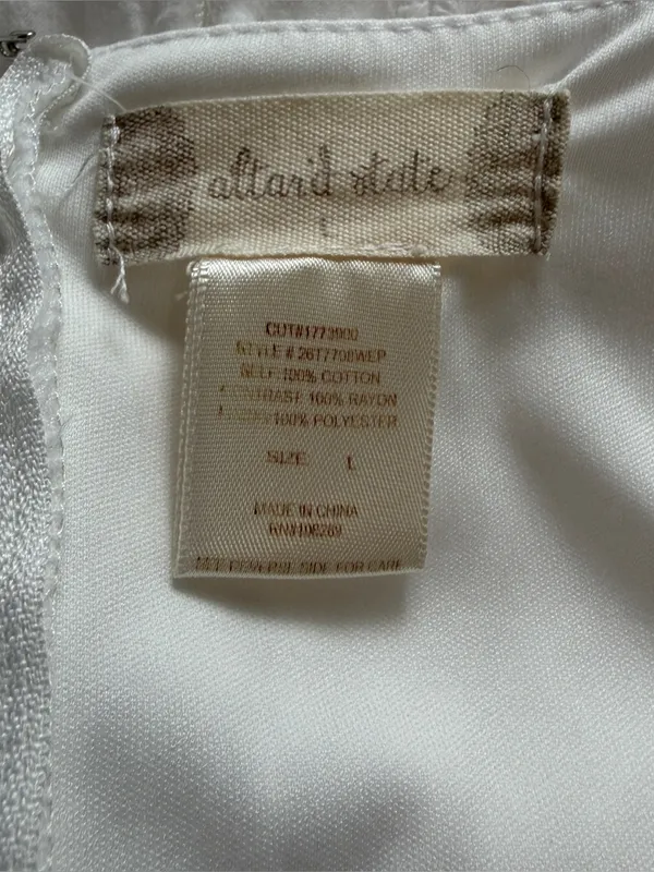 ALTAR’D STATE Embroidered 100% Cotton Asymmetric Fit & Flare White Dress,‎ Large - Image 10