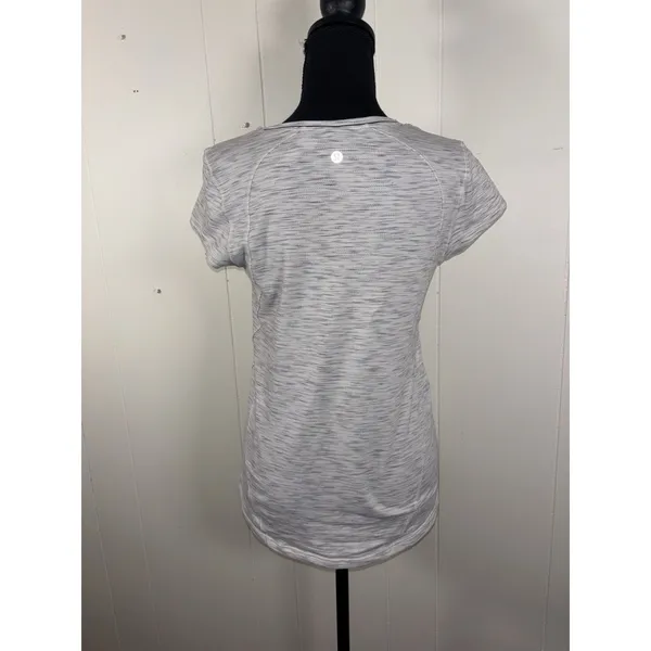 Lululemon Another Mile Short Sleeve T-Shirt Relaxed Fit Space Dye Gray Sz 4 Soft - Image 4