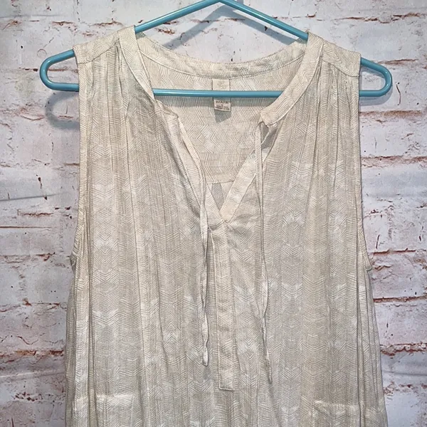 Prana Natassa Crinkle Tunic top sleeveless M v neck pockets cream pullover - Image 2