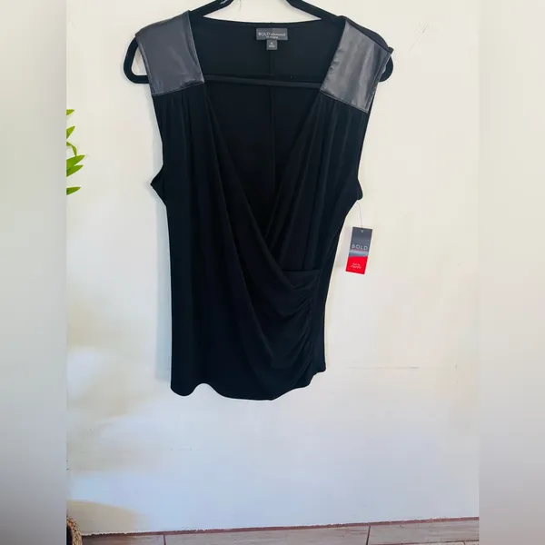 BOLD elements Black Drape Front Blouse - Image 2