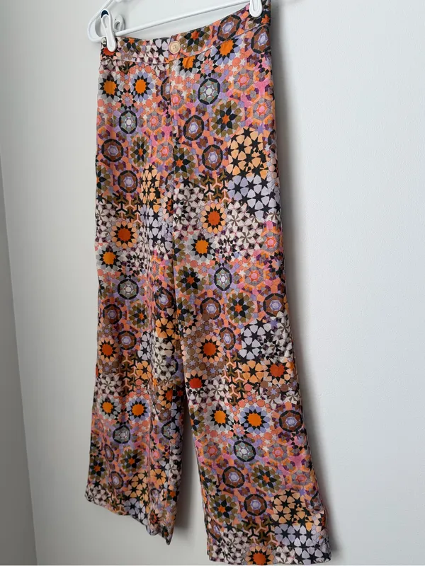 Anthropologie Geometric Straight Wide Leg High Rise Pant Size 2 - Image 6