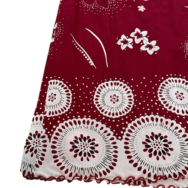 90s Y2K Women’s Mesh Skirt Floral Overlay Fairy WhimsiGoth Burgundy Size Small - Image 3
