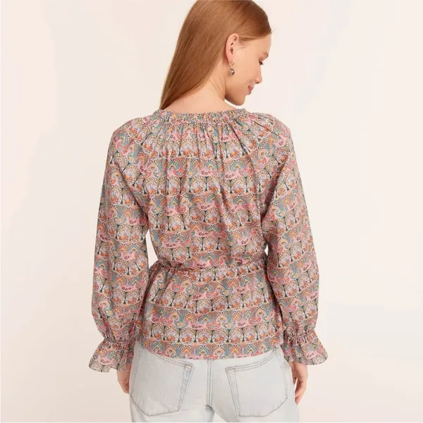 J. Crew Tie-Waist Organic Cotton Top in Liberty Giorgia Duke Fabric - Size S - Image 2