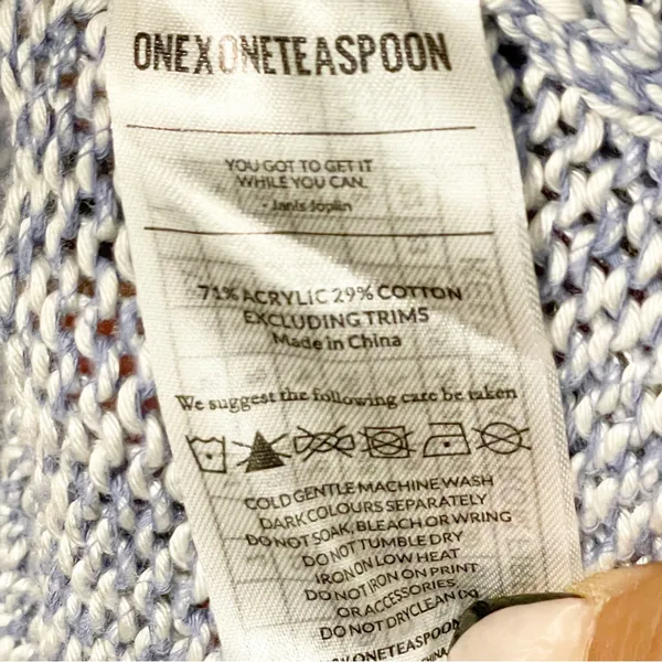 One x One Teaspoon Medium Blue Snow Drift Long Sleeve Sweater‎ Dress - Image 6